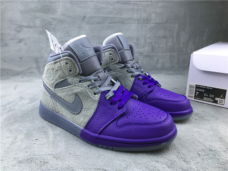 2020 Sheila Rashid x Air Jordan 1 Mid Purple Grey Shoes